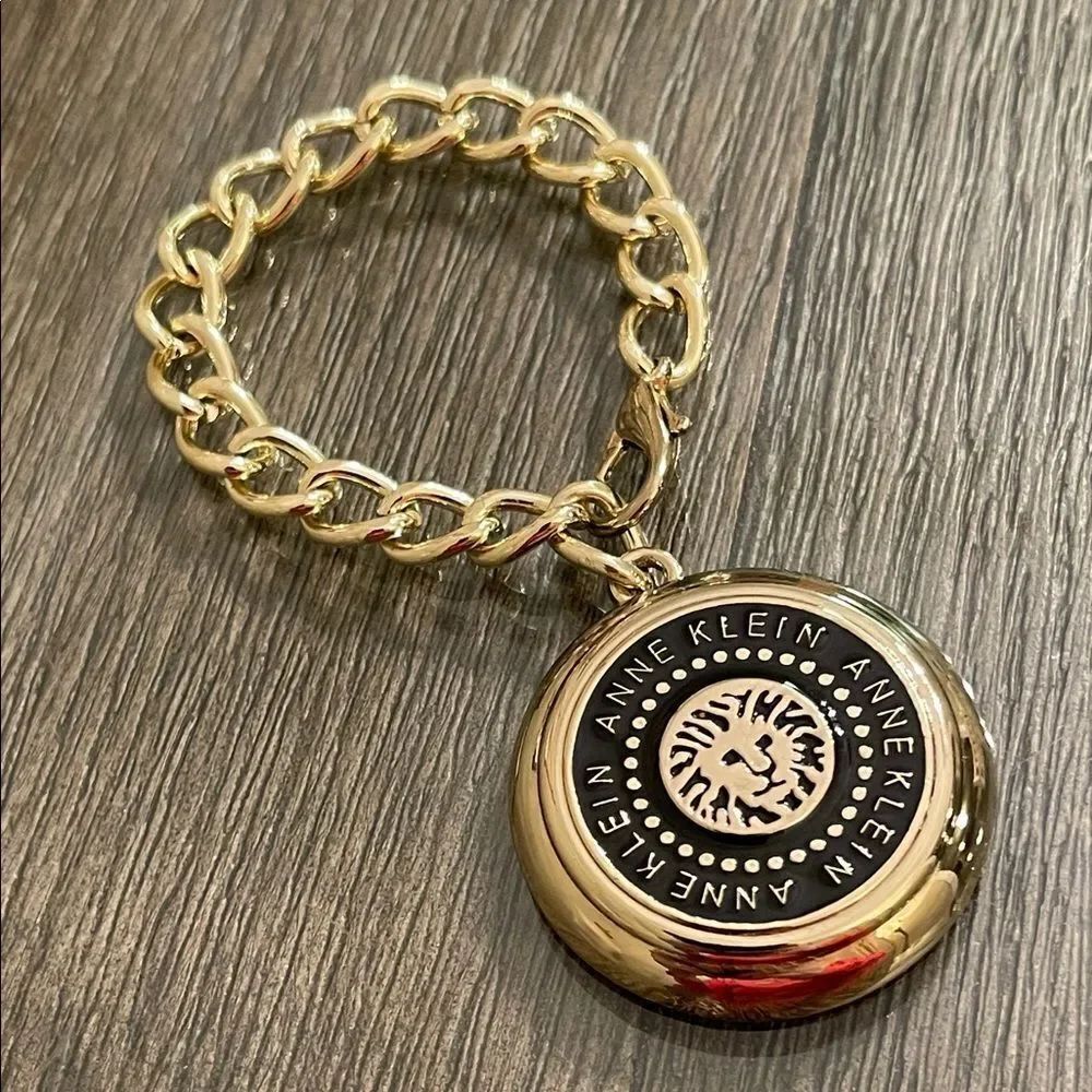 Anne Klein Gold-tone & Black Medallion Keychain - Bag Charm